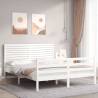 Bed Frame with Headboard White King Size Solid Wood Colour white Size 150 x 200 cm 