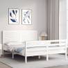 White King Size Bed Frame with Headboard - Solid Pine Wood