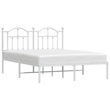 White Metal Bed Frame with Headboard 135x190 cm Double