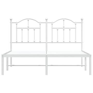 White Metal Bed Frame with Headboard 135x190 cm Double