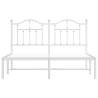 White Metal Bed Frame with Headboard 135x190 cm Double