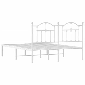 White Metal Bed Frame with Headboard 135x190 cm Double