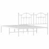 White Metal Bed Frame with Headboard 135x190 cm Double