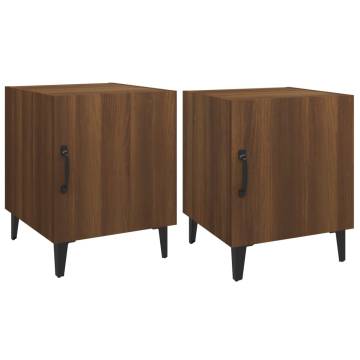 Elegant Brown Oak Bedside Cabinets - Set of 2 | Hipomarket