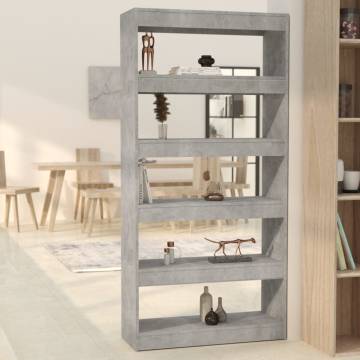 Concrete Grey Book Cabinet & Room Divider - 80x30x166 cm