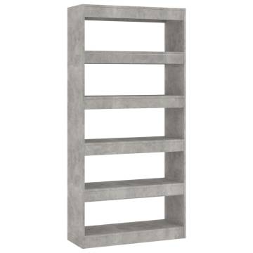 Concrete Grey Book Cabinet & Room Divider - 80x30x166 cm