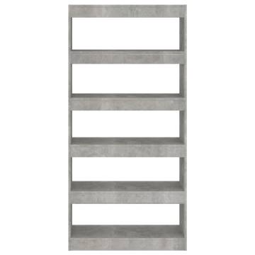 Concrete Grey Book Cabinet & Room Divider - 80x30x166 cm