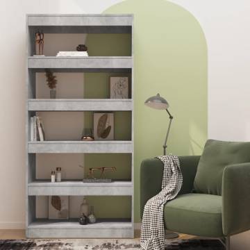 Concrete Grey Book Cabinet & Room Divider - 80x30x166 cm