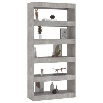 Concrete Grey Book Cabinet & Room Divider - 80x30x166 cm