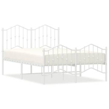 Elegant White Metal Bed Frame 120x190 cm - Sturdy & Stylish