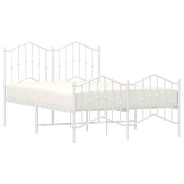 Elegant White Metal Bed Frame 120x190 cm - Sturdy & Stylish