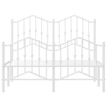 Elegant White Metal Bed Frame 120x190 cm - Sturdy & Stylish