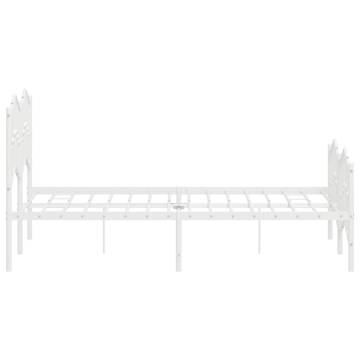 Elegant White Metal Bed Frame 120x190 cm - Sturdy & Stylish