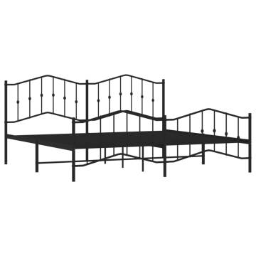 Elegant Black Metal Bed Frame with Headboard & Footboard - 193x203 cm