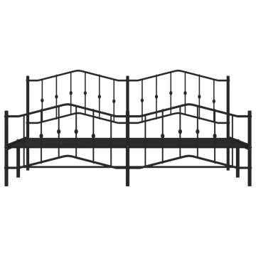 Elegant Black Metal Bed Frame with Headboard & Footboard - 193x203 cm