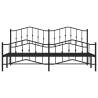 Elegant Black Metal Bed Frame with Headboard & Footboard - 193x203 cm