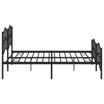 Elegant Black Metal Bed Frame with Headboard & Footboard - 193x203 cm