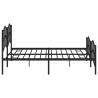 Elegant Black Metal Bed Frame with Headboard & Footboard - 193x203 cm