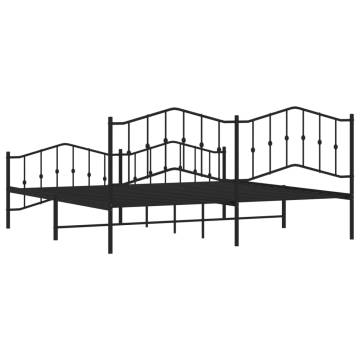 Elegant Black Metal Bed Frame with Headboard & Footboard - 193x203 cm