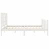 White Super King Bed Frame with Headboard - Solid Wood 180x200 cm