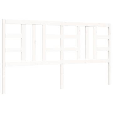 White Super King Bed Frame with Headboard - Solid Wood 180x200 cm