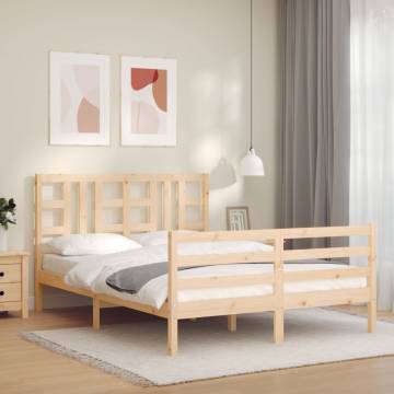 Solid Wood Bed Frame with Headboard 140x200 cm - HipoMarket