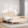 Solid Wood Bed Frame with Headboard 140x200 cm - HipoMarket