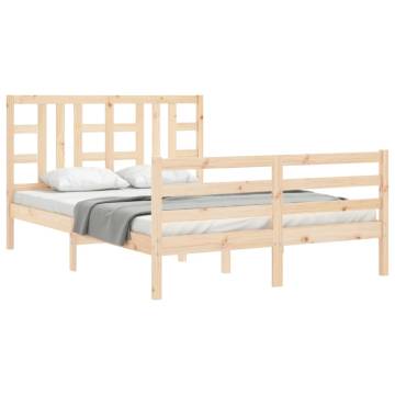 Solid Wood Bed Frame with Headboard 140x200 cm - HipoMarket