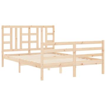 Solid Wood Bed Frame with Headboard 140x200 cm - HipoMarket