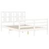 White Bed Frame with Headboard - 120x200 cm Solid Wood