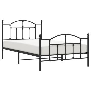 Metal Bed Frame with Headboard & Footboard - Black 107x203 cm