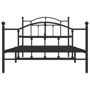 Metal Bed Frame with Headboard & Footboard - Black 107x203 cm