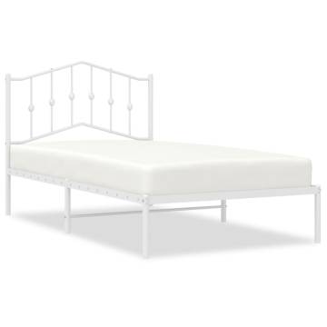 Metal Bed Frame with Headboard - White 100x190 cm | HipoMarket