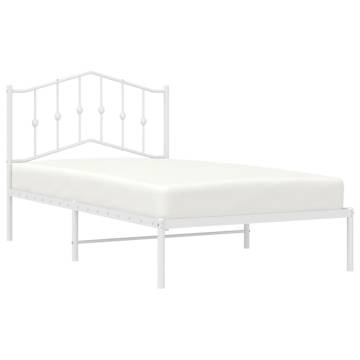 Metal Bed Frame with Headboard - White 100x190 cm | HipoMarket