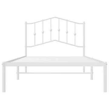 Metal Bed Frame with Headboard - White 100x190 cm | HipoMarket