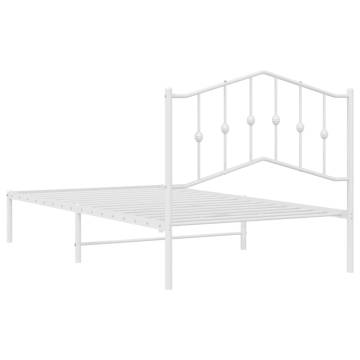 Metal Bed Frame with Headboard - White 100x190 cm | HipoMarket