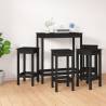 5 Piece Black Solid Wood Pine Bar Set | Hipomarket