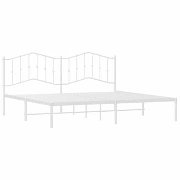 Metal Bed Frame with Headboard White 200x200 cm - HipoMarket