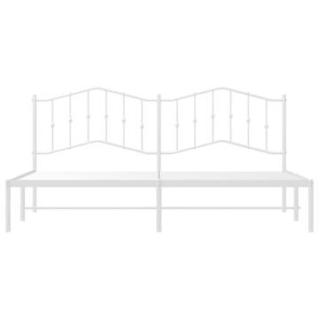 Metal Bed Frame with Headboard White 200x200 cm - HipoMarket