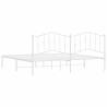 Metal Bed Frame with Headboard White 200x200 cm - HipoMarket