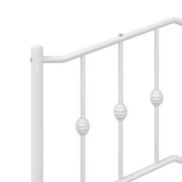 Metal Bed Frame with Headboard White 200x200 cm - HipoMarket