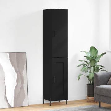 Stylish Highboard in Black | 34.5x34x180 cm Engineered Wood