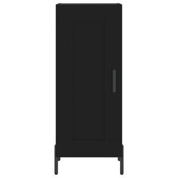 Stylish Highboard in Black | 34.5x34x180 cm Engineered Wood