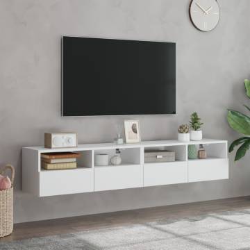 Stylish White TV Wall Cabinets - 2 pcs, 80x30x30 cm - HipoMarket