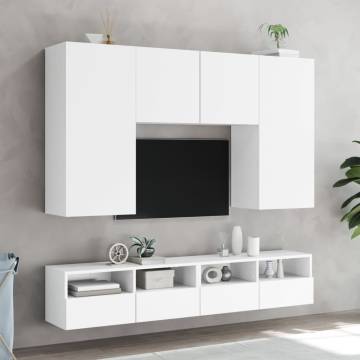 Stylish White TV Wall Cabinets - 2 pcs, 80x30x30 cm - HipoMarket