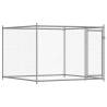 Durable Dog Cage with Door - Grey Galvanised Steel 2x2x1.5m