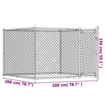 Durable Dog Cage with Door - Grey Galvanised Steel 2x2x1.5m