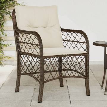 Garden Chairs with Cushions 2 pcs Brown Poly Rattan | HipoMarket