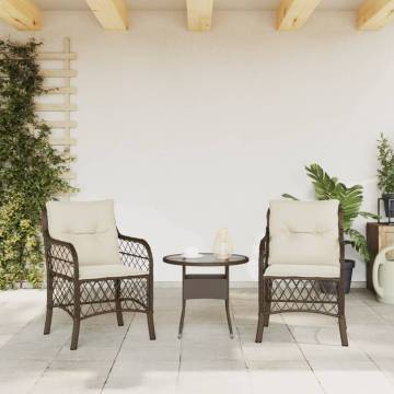 Garden Chairs with Cushions 2 pcs Brown Poly Rattan | HipoMarket