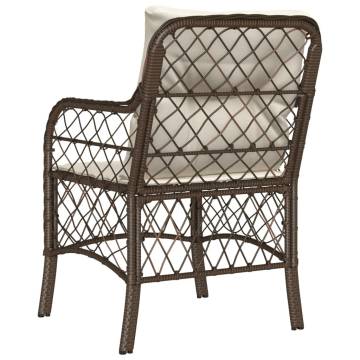 Garden Chairs with Cushions 2 pcs Brown Poly Rattan | HipoMarket